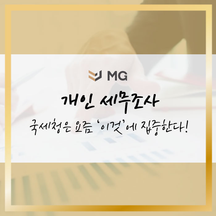  개인 세무조사 동향 국세청은 요즘 '이것'에 집중한다!