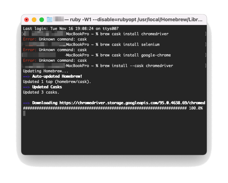  Mac에서 Unkwon command : cask 발생 - 해결법 -