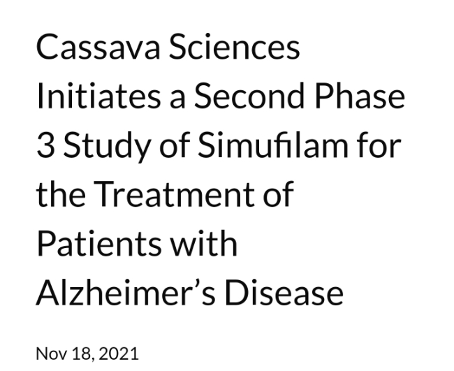 와우! 카사바사이언스, Cassava Sciences!  