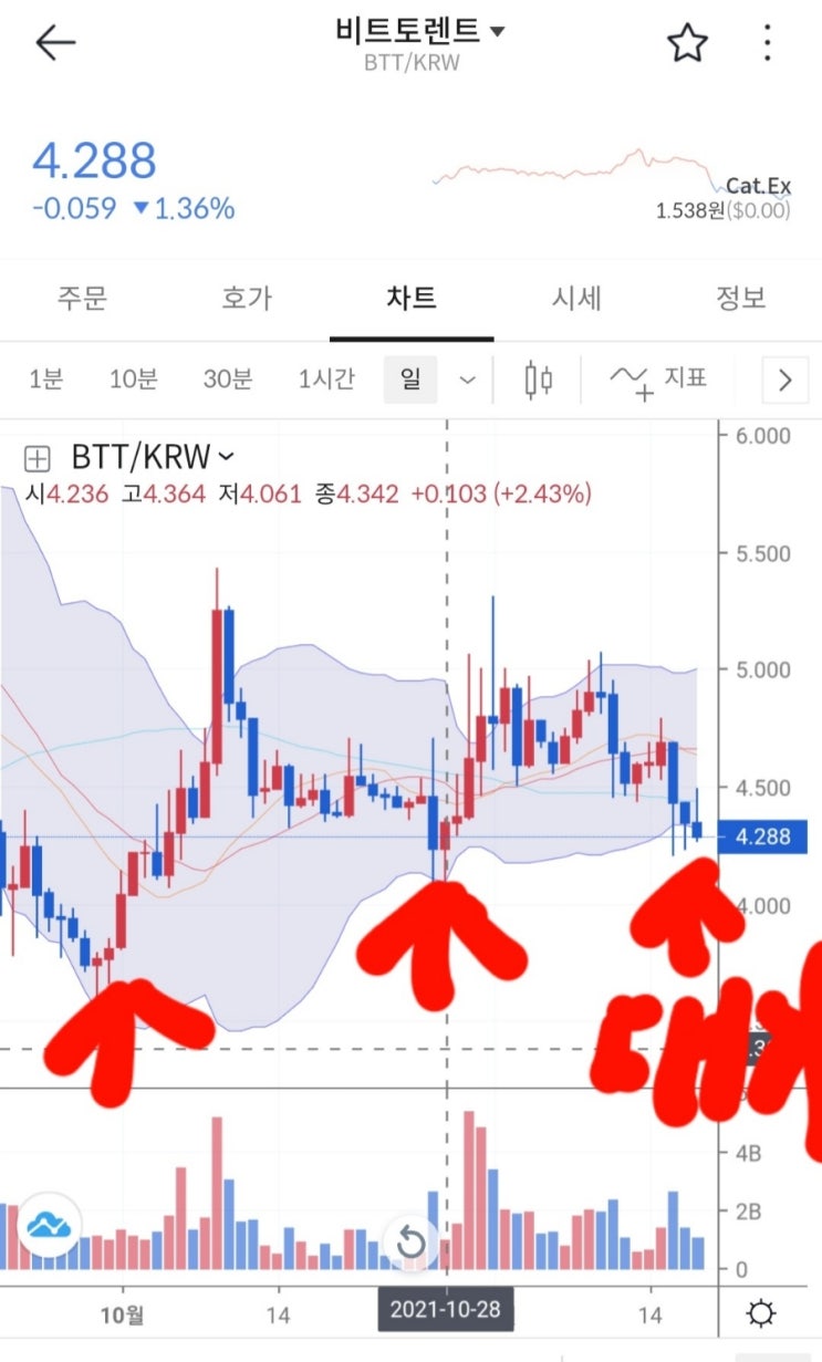  비트토렌트 (BTT) 코인 알아보기 & 볼린저밴드 활용하여 매수포지션 선택 해보기.