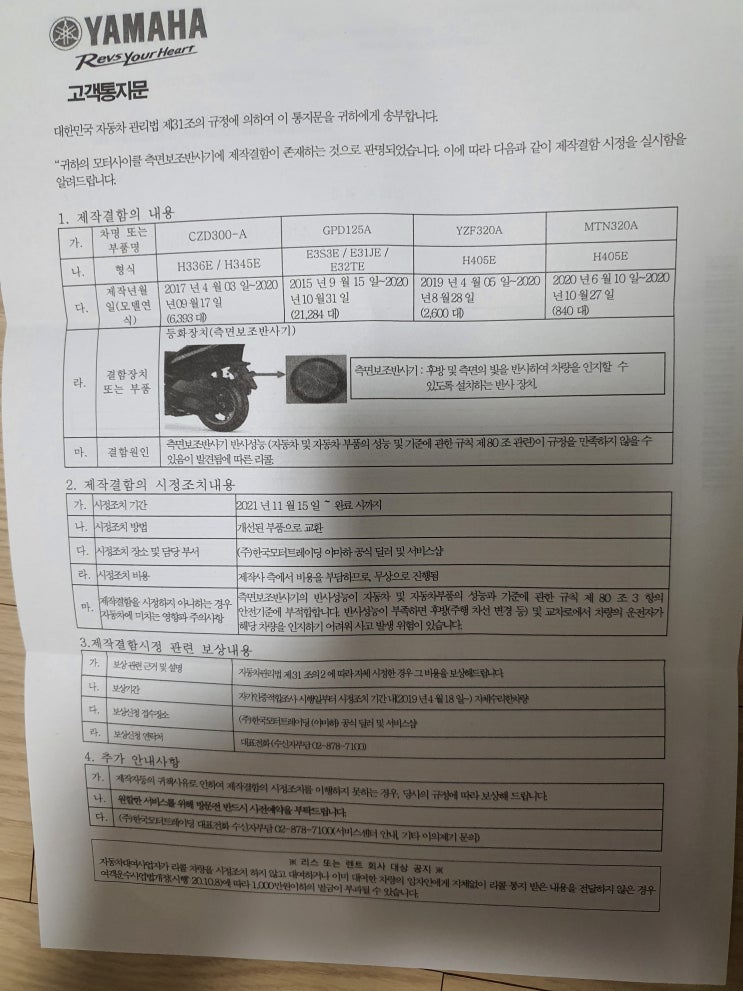  NMAX-125 2021 - 리콜통지