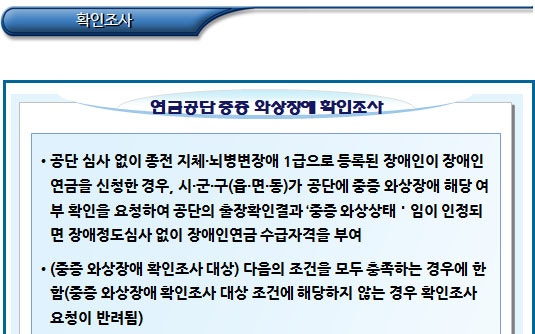 장애인 특정서비스 신청에 의한 서비스 재판정