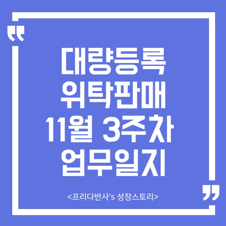  [1인셀러] 대량등록 위탁판매 11월 3주차 업무일지