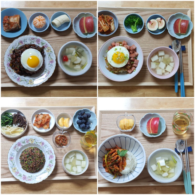  한그릇요리 짜장밥,스팸양파,제육,오징어덮밥,미나리볶음밥