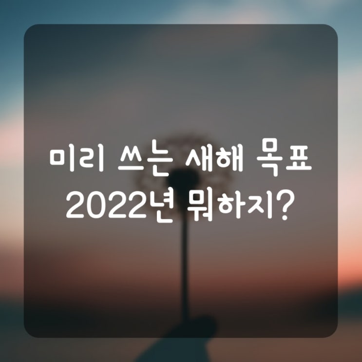  [새해 목표] 미리쓰는 2022년 목표
