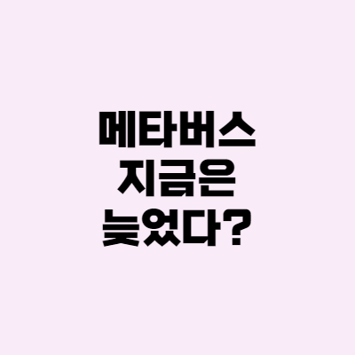  메타버스 투자, 지금은 너무 늦었다?