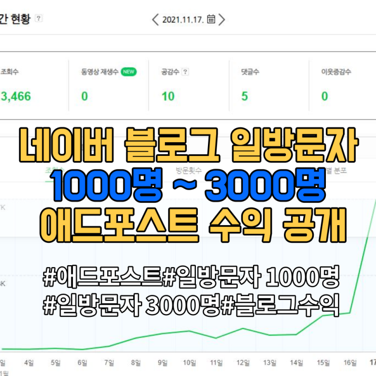 네이버 블로그 일방문자 3000명,1000명 애드포스트 수익 공개(feat.하루천하) 네이버 블로그 일방문자 3000명,1000명 애드포스트 수익 공개(feat.하루천하)