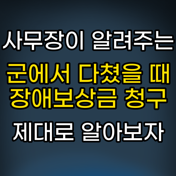  군대에서 다쳤을 때 받을 수 있는 '군인재해보상법[장애보상금]'