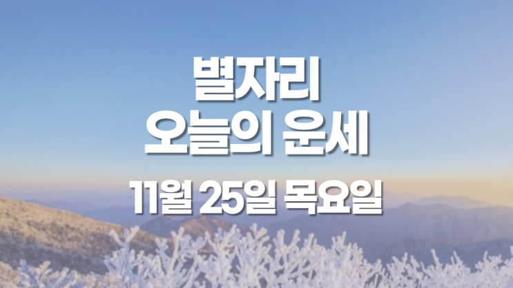  별자리 오늘의 운세 11월 25일 목요일