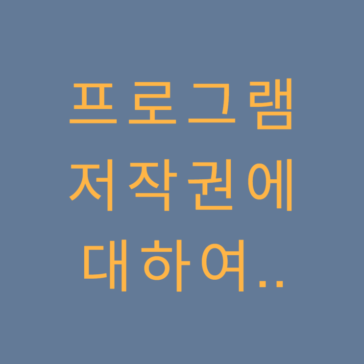  프로그램 저작권에 대하여..