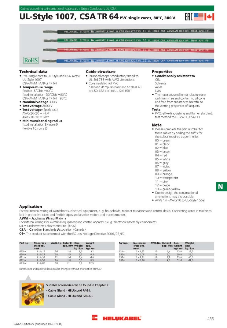  Helu Cable(헬루케이블) UL 1007