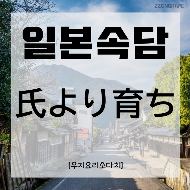  [일본어공부] 일본 속담 : 「氏より育ち」