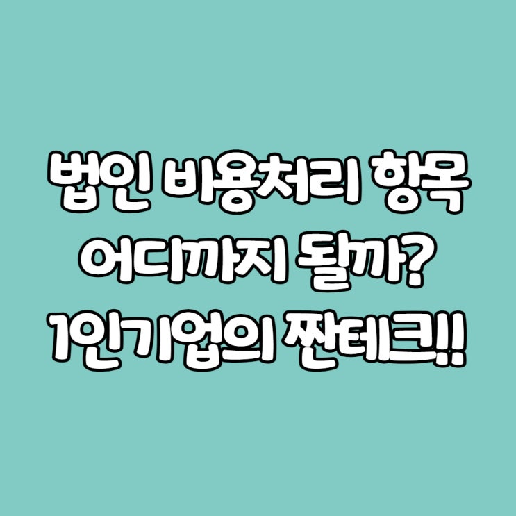  법인 비용처리 항목 어디까지 될까? 1인기업의 짠테크!!