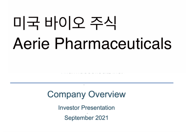 [미국주식] 2021.11.26  Aerie Pharmaceuticals (AERI), 1st visit, 녹내장, 안구건조증, DME, wAMD, ROCK, TREM8