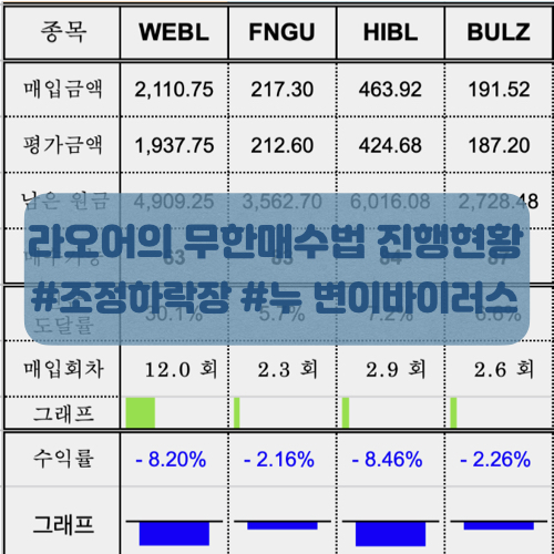  라오어의 무한매수법 진행상황 공유(6개월 차) 조정 하락장의 시작인가?