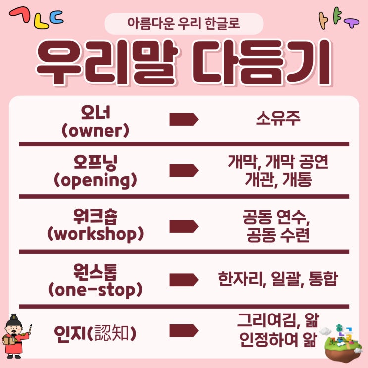  [11월 29일 한글사랑] 외래어, 외국어, 한자어를 쉬운 우리말로 다듬어서 사용해 보기-다듬은 말