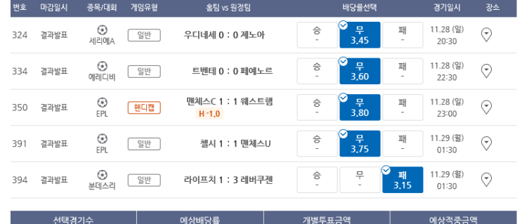 프로토 Proto 일요일 해축 적중! 프로토 Proto 일요일 해축 적중!