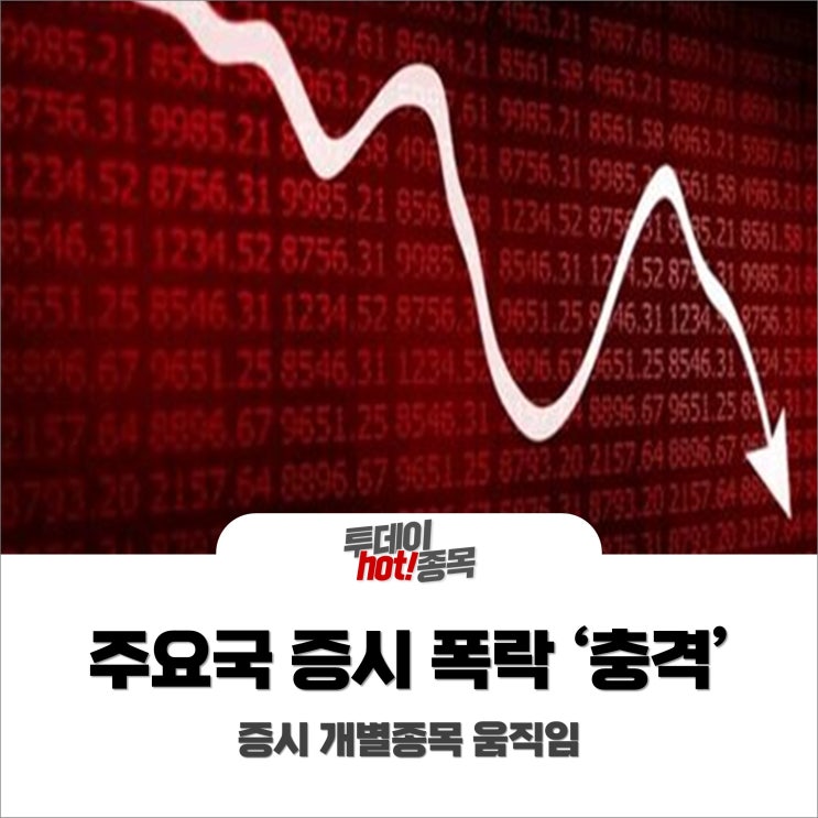  [오전장 특징주] 새 변이 등장! 주요국 증시 폭락 '충격', 증시 개별종목 움직임