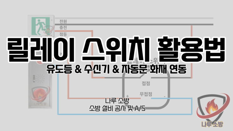  [소방설비기술] 4# 릴레이 스위치 사용법, 응용 (유도등 배선 수 바꾸기, 수신기 상호연동, 자동문 화재연동 시키기)