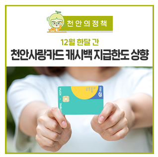  천안사랑카드 발급방법 사용처 12월 캐시백 상향 70만원까지 페이백! 삼성페이가능