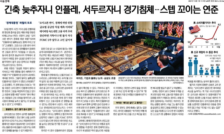  오미크론 변이바이러스가 연준의 정책에 미치는 영향(feat. 테이퍼링, 인플레이션, 긴축정책)