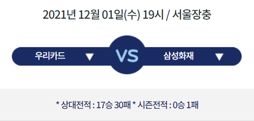  [V리그 프리뷰] 211201_우리카드 vs 삼성화재