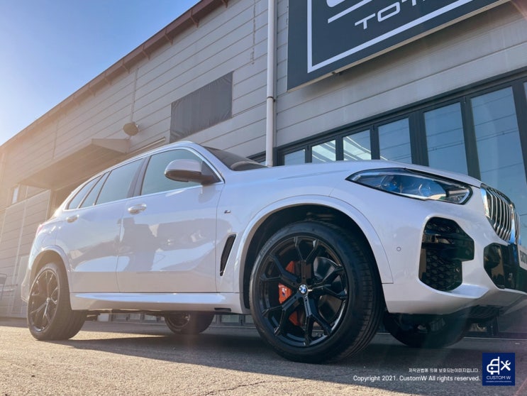  BMW X5 블랙유광 휠도색 & 오렌지 캘리퍼 도색
