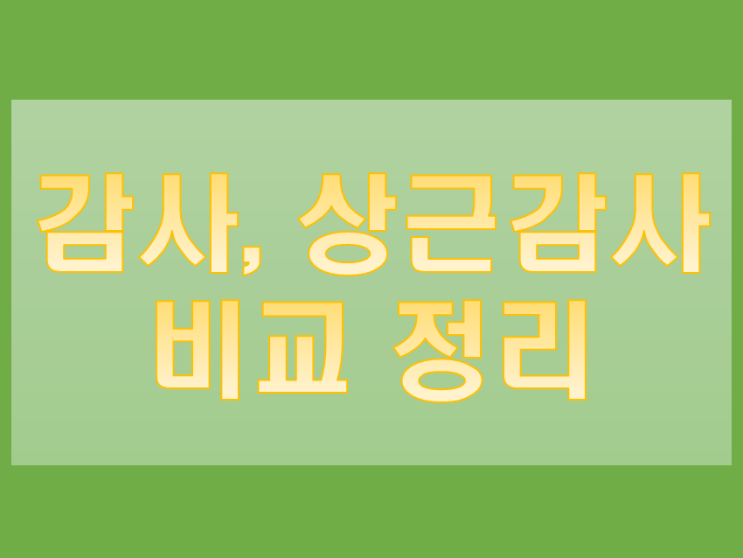  감사, 감사위원회, 상근감사 선임 비교 정리