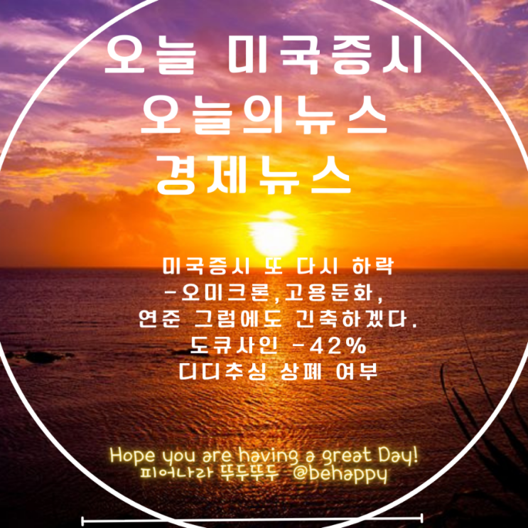  미국증시 하락/고용둔화, 연준, 오미크론, 도큐사인 폭락.. 짐크레이머 줍줍