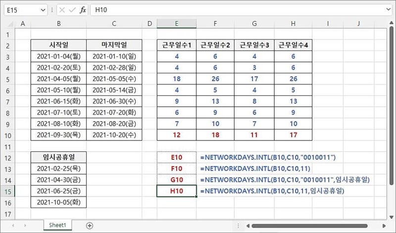 엑셀 NETWORKDAYS.INTL 함수 (엑셀 함수 정리) : 네이버 블로그
