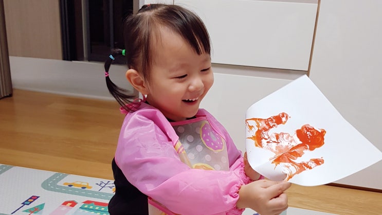  3세미술 실그림 데칼코마니로 난화 그림 그리기