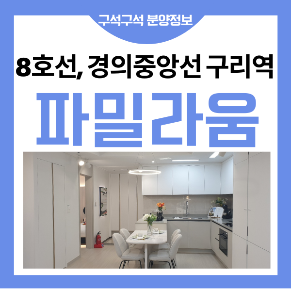  구리 파밀라움 3룸 오피스텔 구리역 경의중앙선 8호선 수택E구역 수택2동 재개발