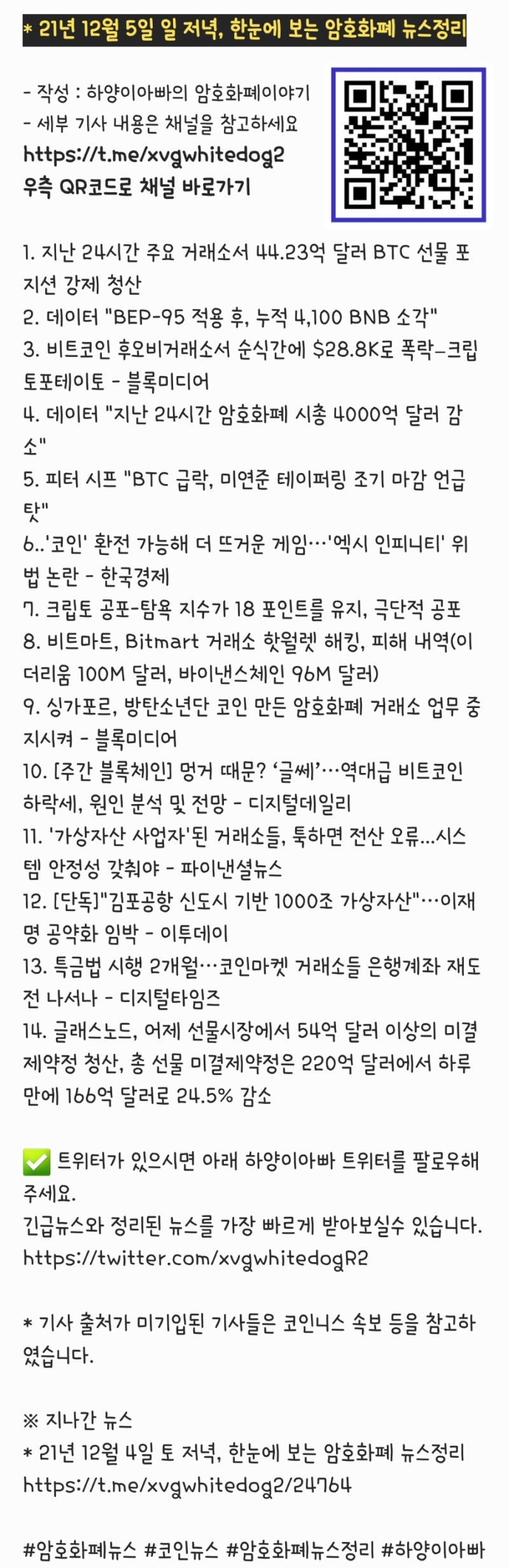 21년 12월 5일 일 저녁, 한눈에 보는 암호화폐 뉴스정리 : 네이버 블로그