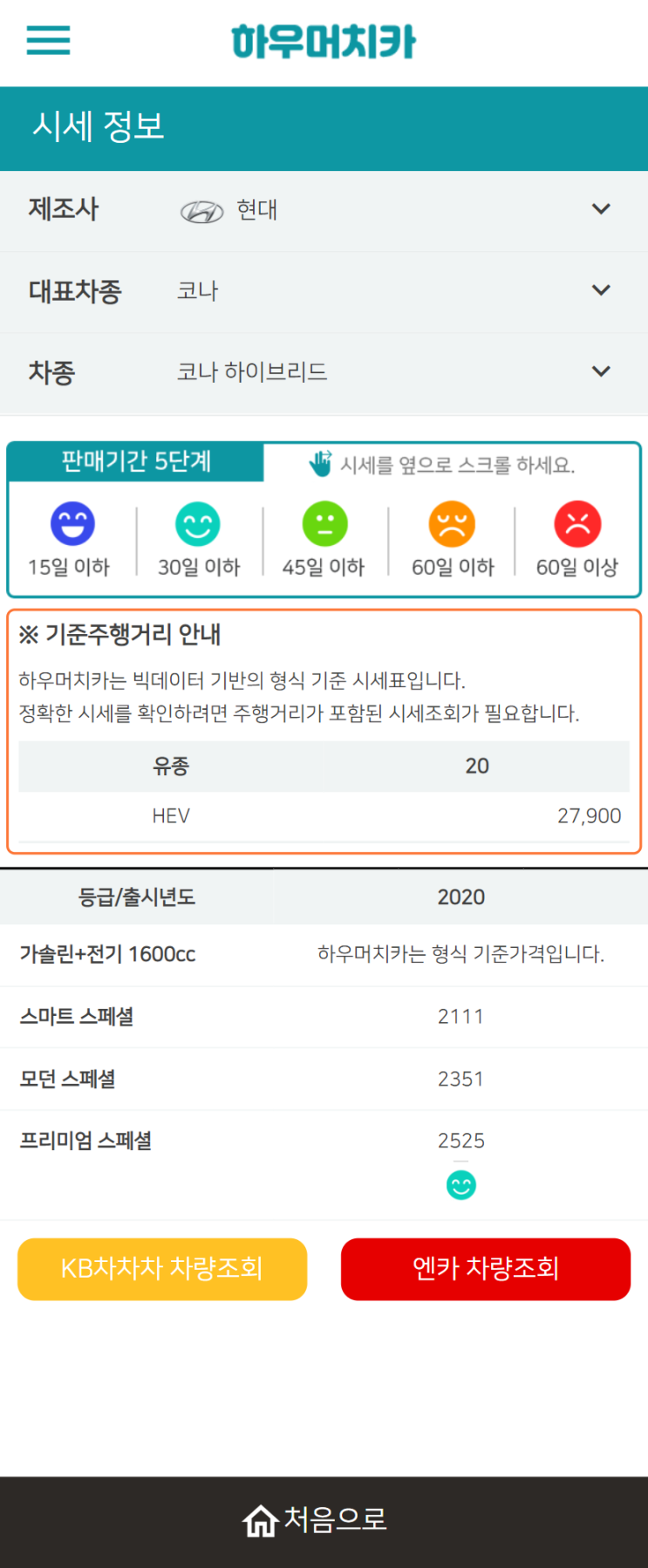 하우머치카 2021년 10월 코나 하이브리드 중고차가격.시세표 하우머치카 2021년 10월 코나 하이브리드 중고차가격.시세표
