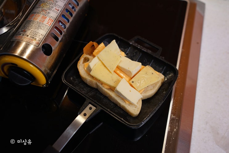 직화 토스트팬, 살림잡화점 양면팬 치즈 샌드위치 만들기