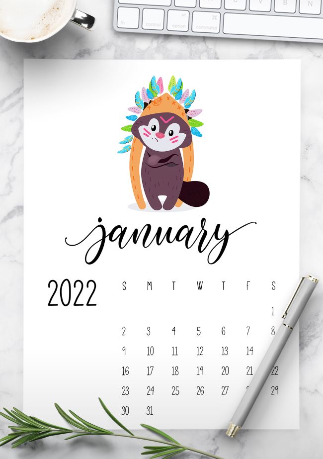  프린트 해서 쓰는 2022년 달력-귀여운 동물 버전