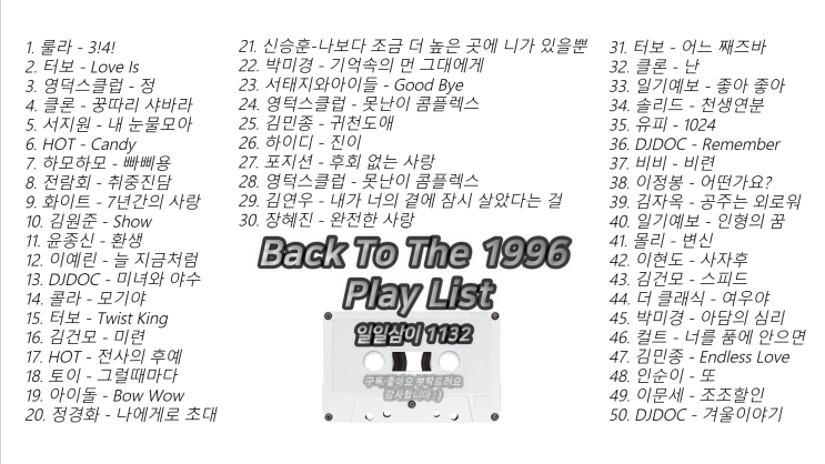 빽 투 더 1996년 노래모음 ｜PLAYLIST