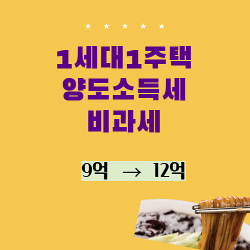  1세대1주택자 양도소득세 비과세 기준 상향조정