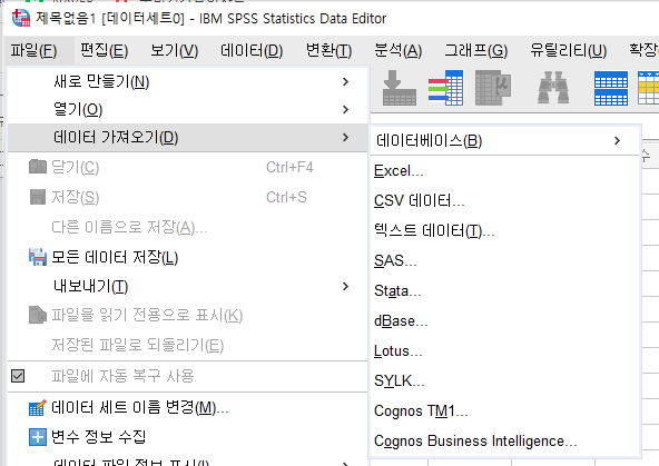  논문통계(spss)-설문지 파일 불러오기