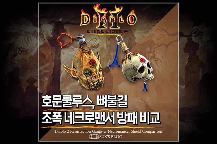  디아2 호문쿨루스 뼈불길 네크로맨서 방패 비교 디아블로2 레저렉션 호우먼
