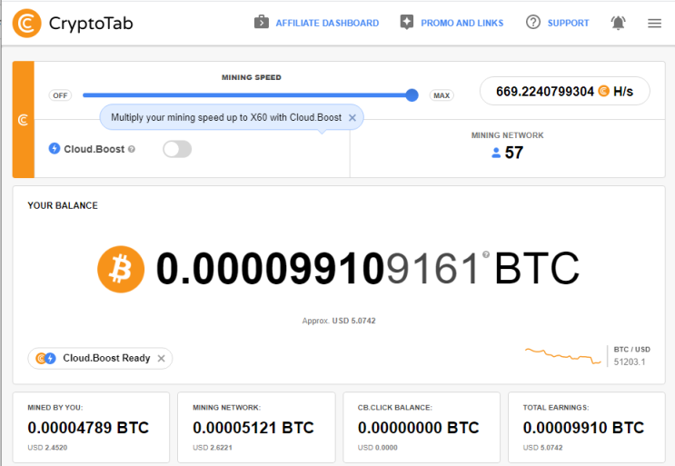 크립토탭(CryptoTab)을 통한 비트코인 채굴 현황 및 채굴 네트워크 57명 (2021.12.07) 크립토탭(CryptoTab)을 통한 비트코인 채굴 현황 및 채굴 네트워크 57명 (2021.12.07)