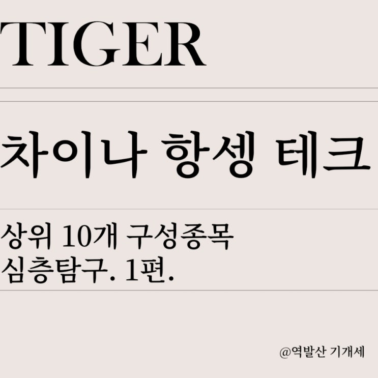  TIGER 차이나 항셍테크, 상위 10개 구성종목 심층탐구 1편.메이투안 텐센트 샤오미 제이디닷컴 콰이쇼우