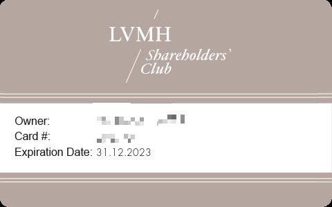 lvmh shareholders club card