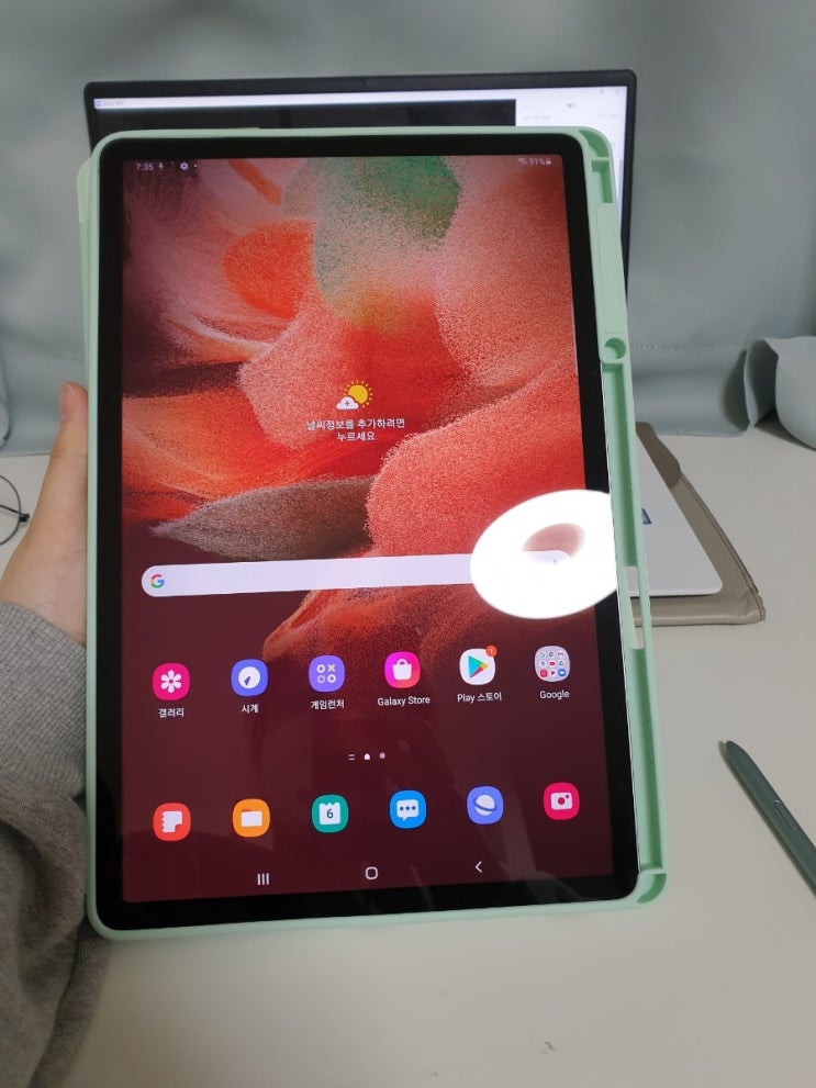  갤럭시탭S7FE 128GB 미스틱 그린, 갤탭 필름, 케이스 두 달 사용후기 단점 위주