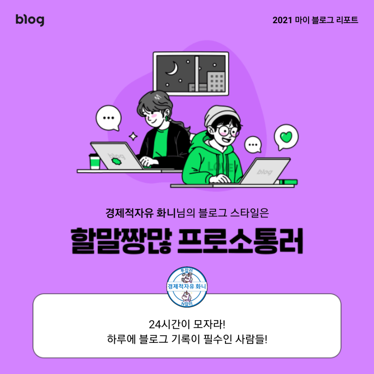 2021 마이 블로그 리포트, 내 블로그 스타일은 프로소통러입니다.