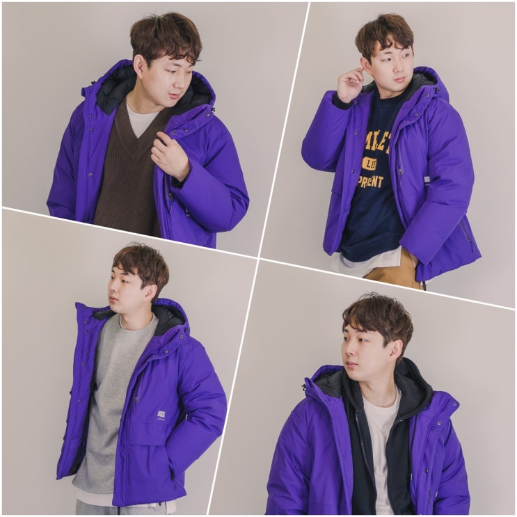  보라색과 어울리는 색, 남자 숏패딩 데일리룩 4가지