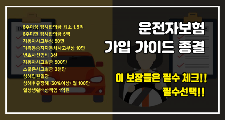  운전자보험! 5곳 견적 비교 후 모든 걸 공부했다! 꼭 필요한 '이것'만 가입하세요!