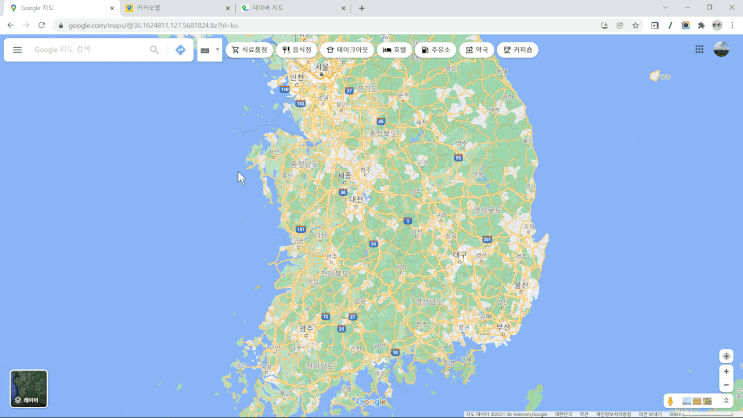  네이버 지도, 카카오 맵, 구글 지도에 이런 서로 다른 특색있는 기능이 있었네.