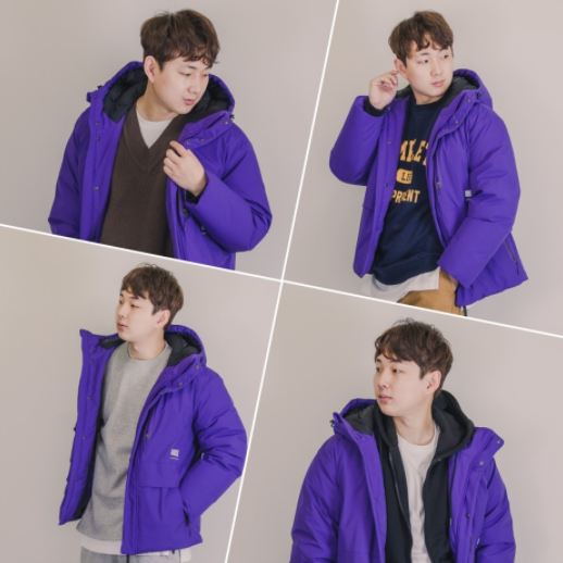  보라색과 어울리는 색, 4가지 남자 숏패딩 데일리룩