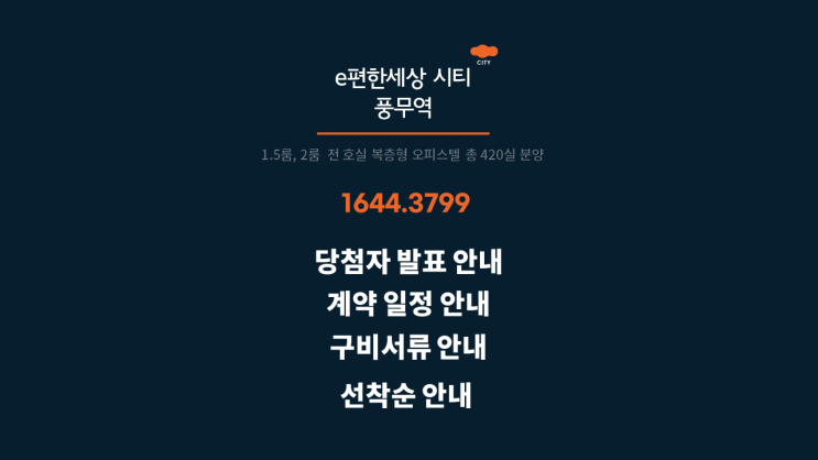 e 이편한세상 시티 풍무역 오피스텔 청약 당첨자 발표 확인 및 계약 일정 구비서류 안내